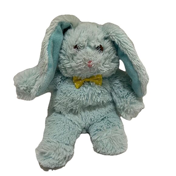 Animal Adventure Blue Fuzzy Bunny Rabbit Plush Easter 2017 Yellow Bow Tie 8" - Picture 1 of 10